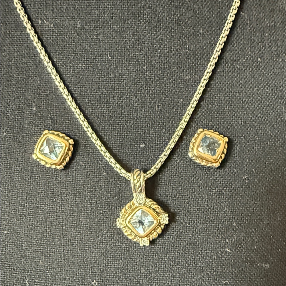 Silver and Gold Colored Necklace and Earrings